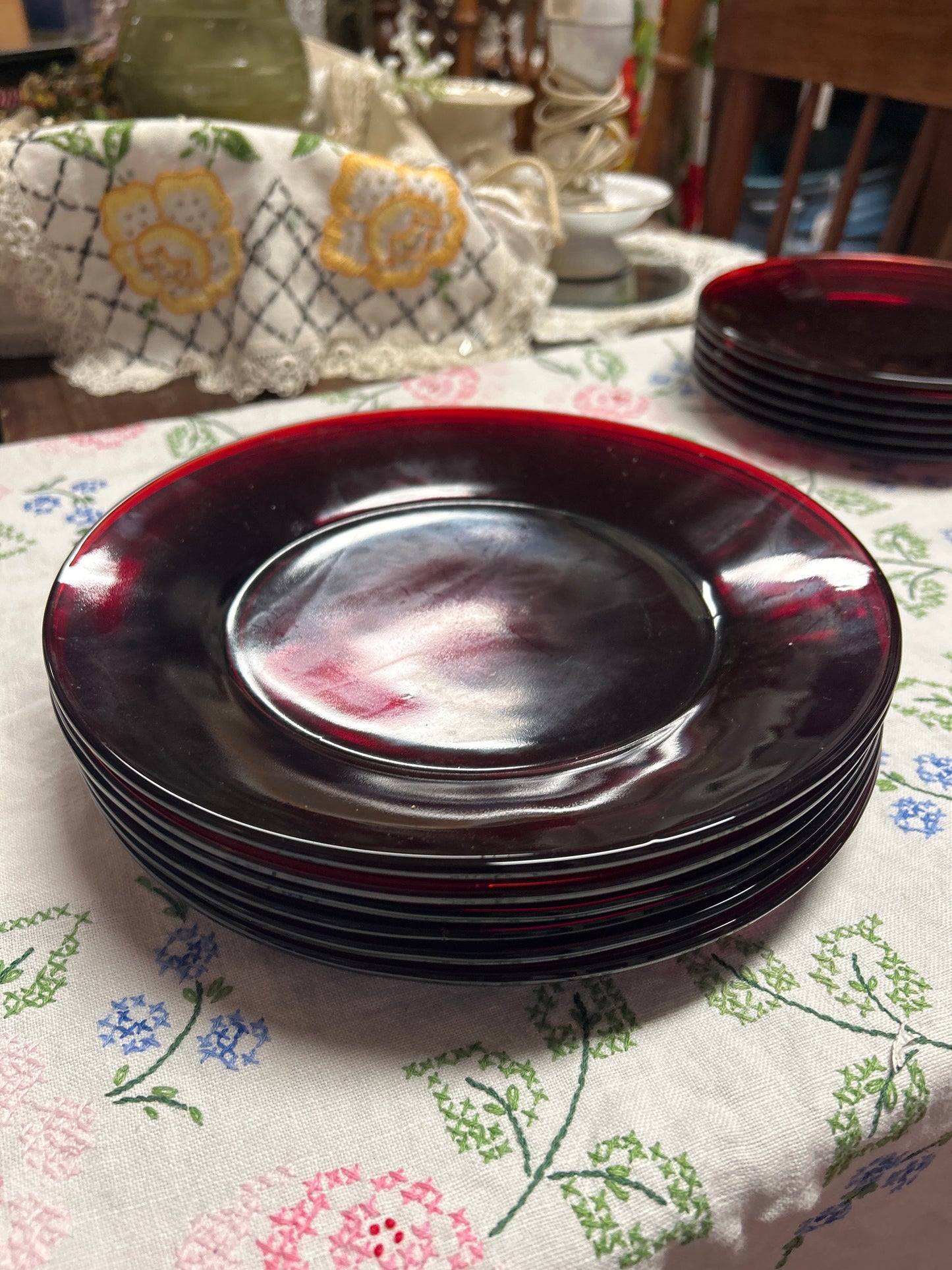 Vintage Anchor Ruby Red Salad Plates