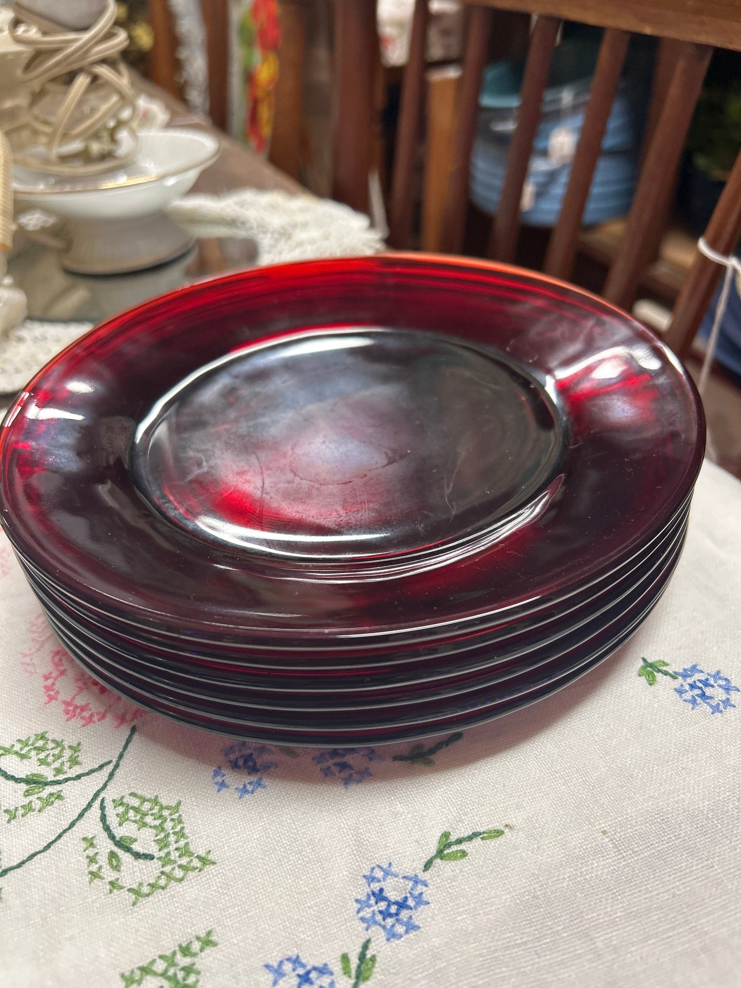 Vintage Anchor Ruby Red Dessert Plates