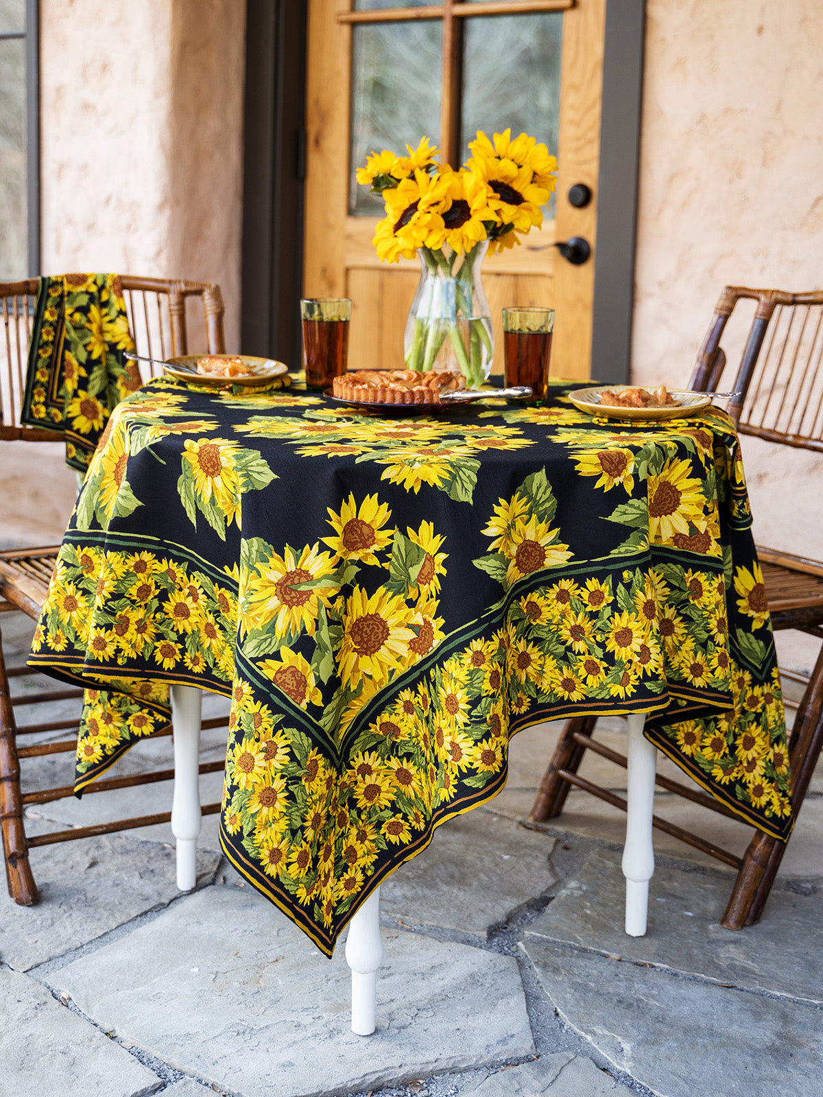 April Cornell-Sunflower Valley Tablecloth-Black