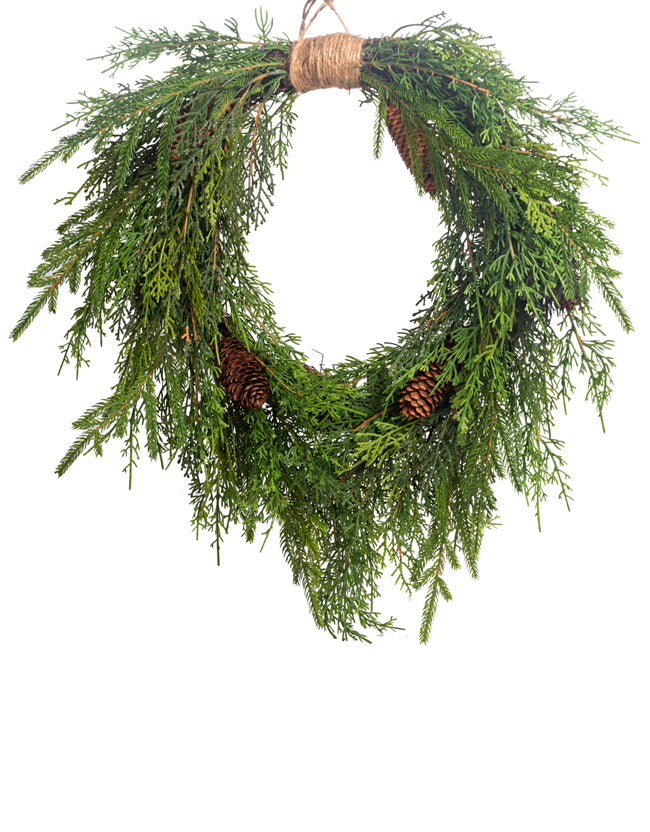 22" Weeping Cedar Wreath