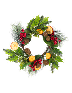 6" Pine/Orange Candle Ring