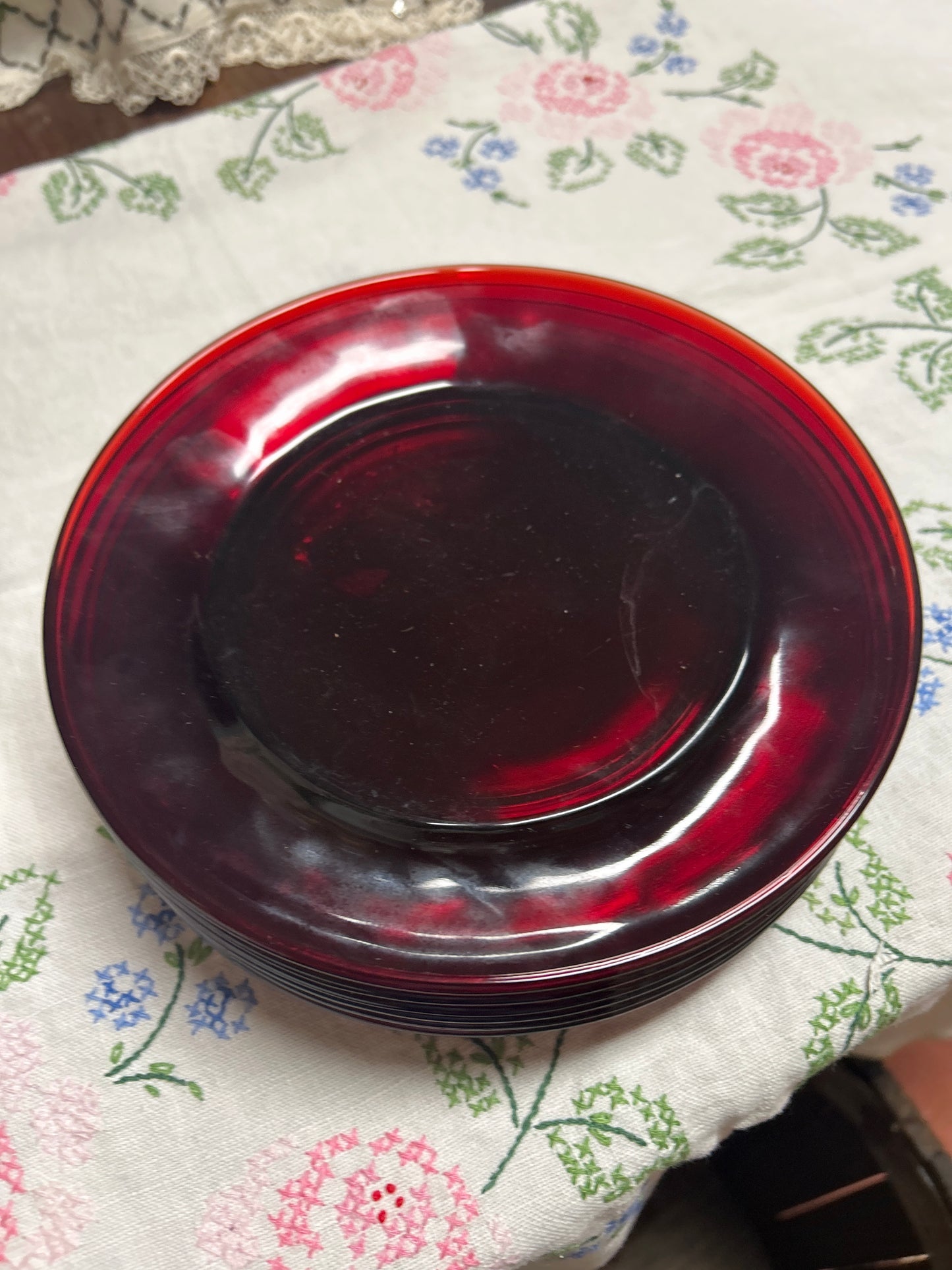 Vintage Anchor Ruby Red Salad Plates