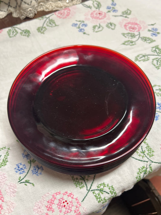 Vintage Anchor Ruby Red Salad Plates