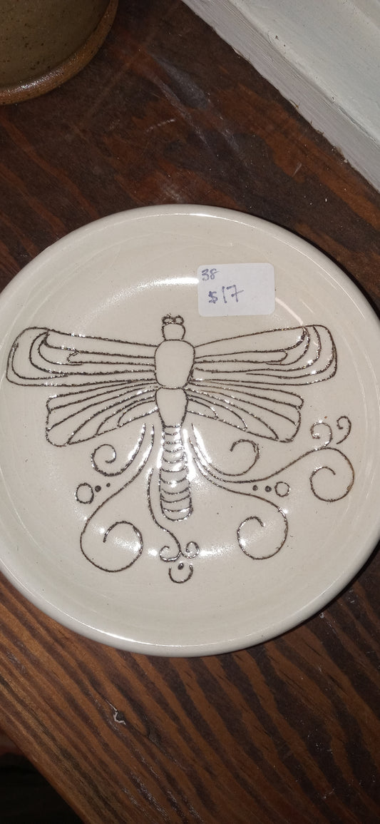 Little Plate Carved Dragonfly 38