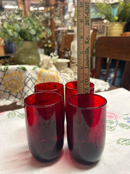 Red Ruby Juice Glasses Set of 4