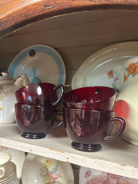 Red Ruby Cups Set of 4