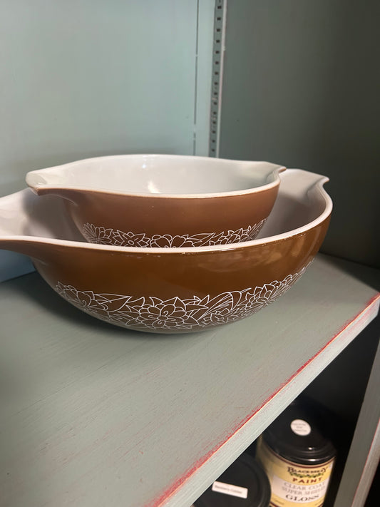 Pyrex Vintage Woodland Brown Mixing Bowls Princess Style