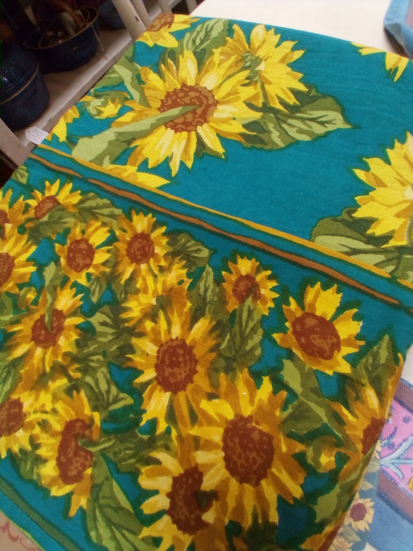 April Cornell-Sunflower Valley Tablecloth-Teal