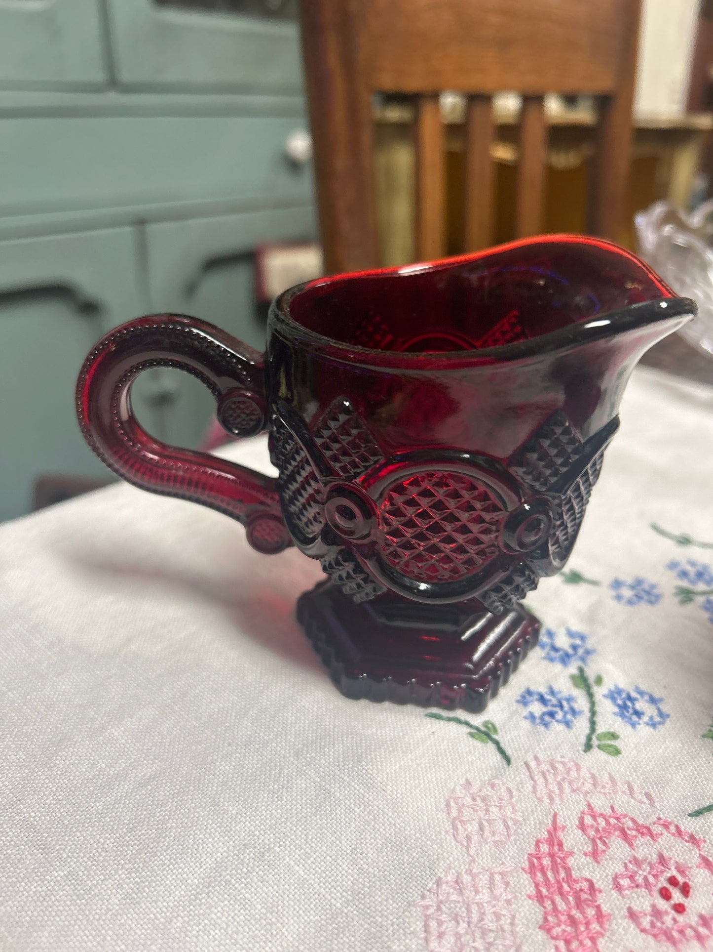 Ruby Sugar & Creamer AVON