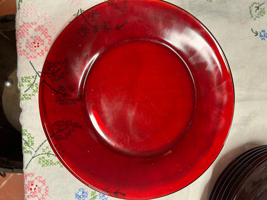 Vintage Anchor Ruby Red Dessert Plates