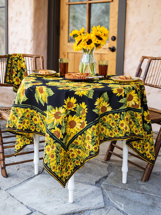 April Cornell-Sunflower Valley Tablecloth-Black